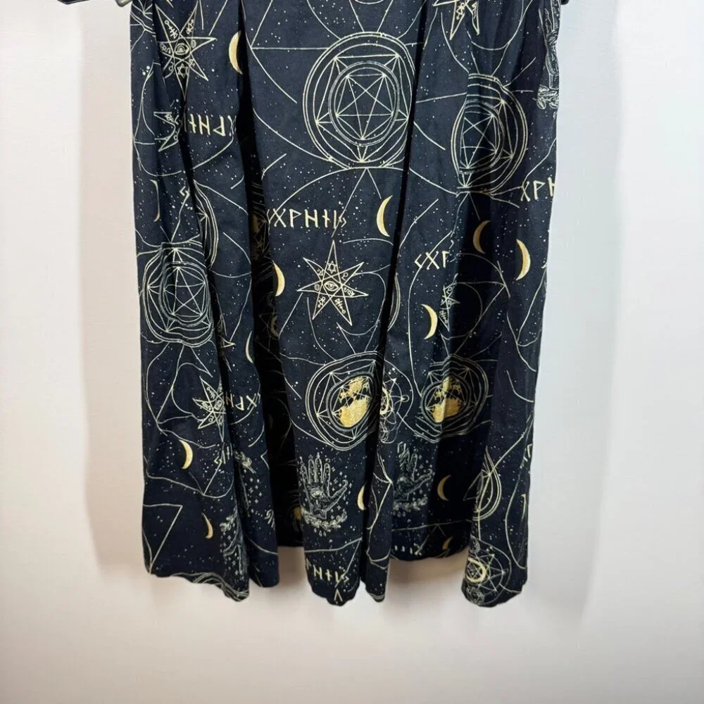 Spin Doctor Hell Bunny Y2K Pentagram Constellations Gothic Black Mini Dress S - Picture 8 of 15